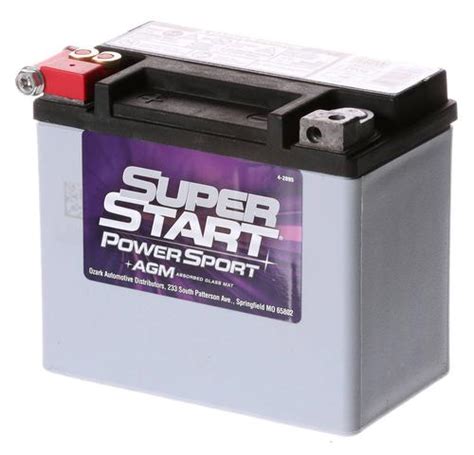 Super start power sport battery - Super Start Power Sport batteries are built to handle the needs of motorcycles, ATV's, and other recreational vehicle applications. Super Start Power Sport batteries deliver excellent performance with extra cranking power and vibration resistance to ensure a long service life and optimal starting power. 